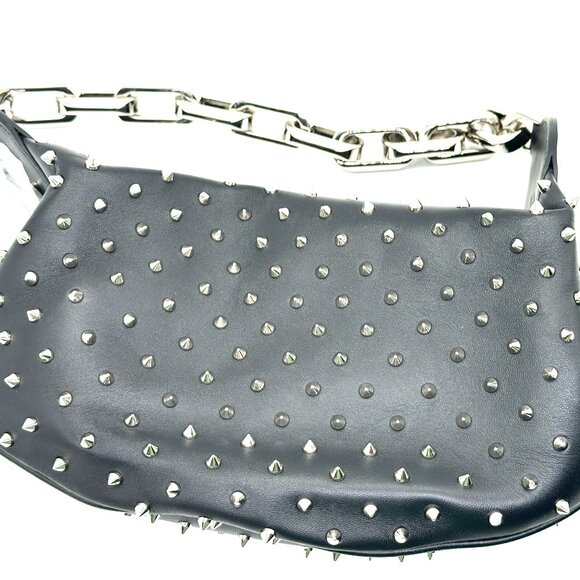 Christian Louboutin LE 54 Studded Spiked Leather Chain Shoulder Hand Bag - Picture 9 of 16